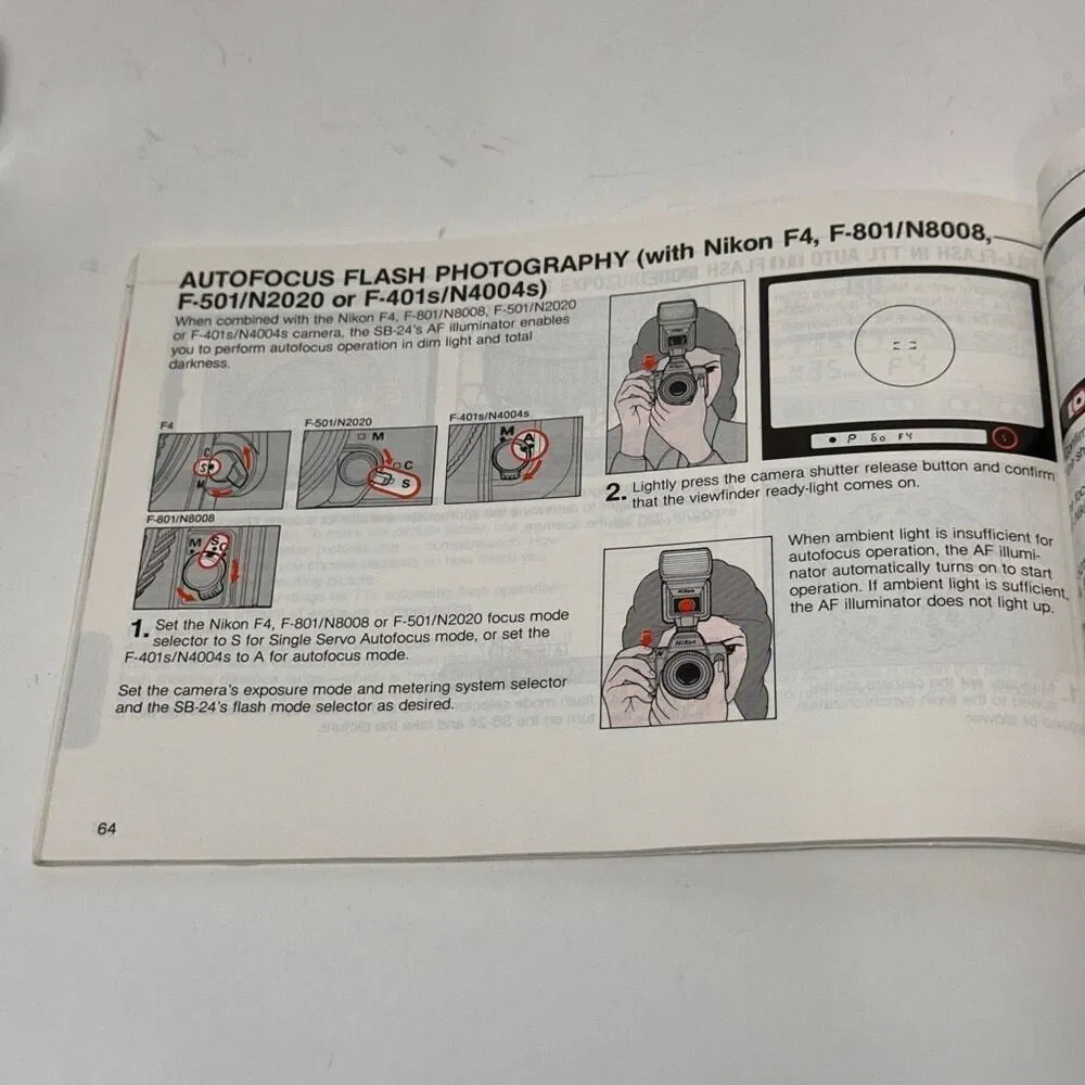 Nikon SB-24 Speedlight Electronic Flash With Instructions